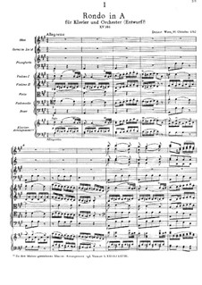 Rondo für Klavier und Orchester in A-Dur, K.386: Rondo für Klavier und Orchester in A-Dur by Wolfgang Amadeus Mozart