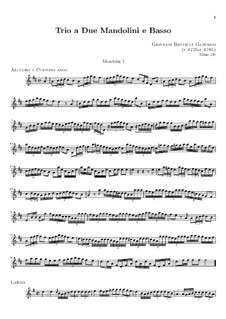 Trio für zwei Mandolinen und Basso Continuo: Mandolinestimme I by Giovanni Battista Gervasio