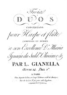 Drei Konzertduos für Harfe und Flöte, Op.24: Drei Konzertduos für Harfe und Flöte by Luigi Gianella