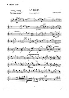 Sonate Nr.12 'La Folia': Bearbeitung für Klarinetten und Klaver by Arcangelo Corelli