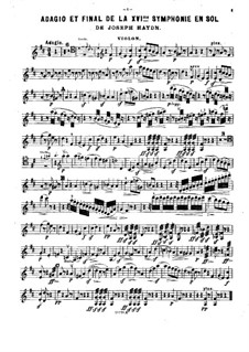 Sinfonie Nr.88 in G-Dur, Hob.I/88: Teile II, IV. Version für Klaviertrio – Violinstimme by Joseph Haydn