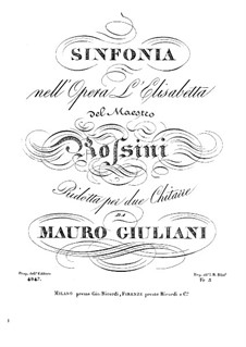 Elisabeth, die Königin von England: Ouvertüre, für zwei Gitarren by Gioacchino Rossini