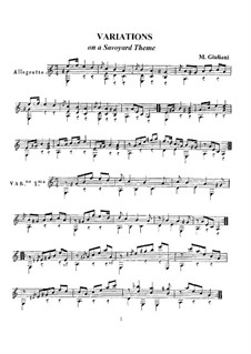 Variationen über ein Savoyarde Thema für Gitarre: Variationen über ein Savoyarde Thema für Gitarre by Mauro Giuliani