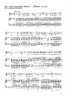 Sag, welch wunderbare Träume: Für Stimme und Klavier by Richard Wagner