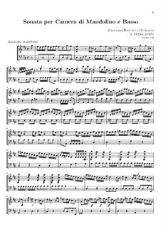 Sonate für Mandoline und Basso Continuo in D-Dur: Partitur by Giovanni Battista Gervasio