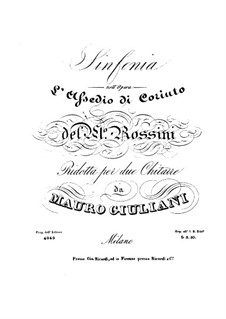 Erste Schlacht um Corinth: Ouvertüre, für zwei Gitarren by Gioacchino Rossini