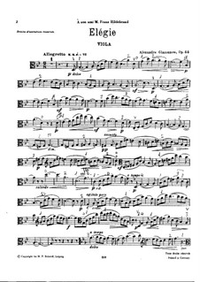 Elegie für Viola und Klavier, Op.44: Violastimme by Alexander Glazunov