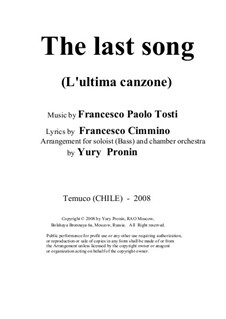 L'ultima canzone: For solo and chamber orchestra by Francesco Paolo Tosti