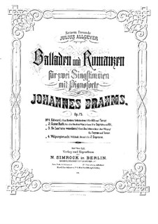 Vier Balladen und Romanzen, Op.75: Vollständiger Satz by Johannes Brahms