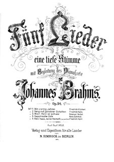 Fünf Lieder, Op.94: Vollständiger Satz by Johannes Brahms