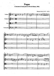 Fuge für Klavier in F-Dur, M.27: Version für Streichquartett by Maurice Ravel