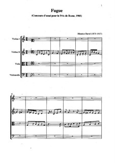 Fuge für Klavier in C-Dur, M.44: Version für Streichquartett by Maurice Ravel