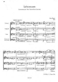 Liebestraum für Streicher: Partitur by Max Reger