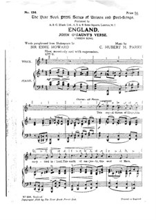 England: Klavierauszug mit Singstimmen by Charles Hubert Hastings Parry