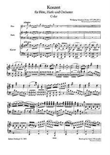 Konzert für Flöte, Harfe und Orchester in C-Dur, K.299: Bearbeitung für Flöte, Harfe und Klavier by Wolfgang Amadeus Mozart