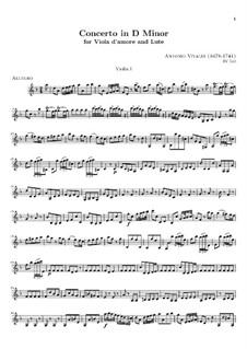 Konzert für Viola d'amore, Laute und Streicher in d-Moll, RV 540: Violinstimme I by Antonio Vivaldi