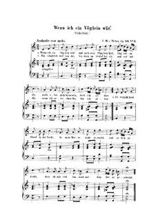 Sieben Volkslieder, Op.54: Nr.6 Wenn ich ein Vöglein wär, J.233 by Carl Maria von Weber