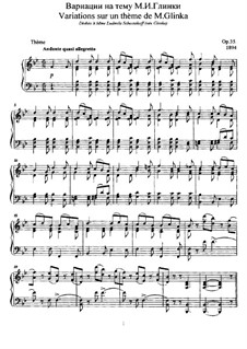 Variationen über Thema von Glinka, Op.35: Für Klavier by Anatoli Ljadow