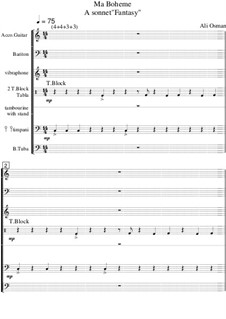 Ma Boheme for bariton, bass tuba, acoustic guitar and percussion: Ma Boheme for bariton, bass tuba, acoustic guitar and percussion by Ali Osman