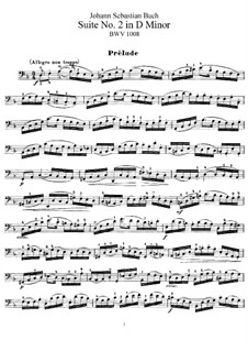 Suite für Cello Nr.1 in d-Moll, BWV 1008: Für einen Interpreten by Johann Sebastian Bach