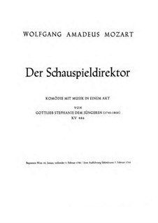 Der Schauspieldirektor, K.486: Partitur by Wolfgang Amadeus Mozart