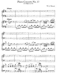 Konzert für Klavier und Orchester Nr.17 in G-Dur, K.453: Bearbeitung für zwei Klaviere, vierhändig by Wolfgang Amadeus Mozart