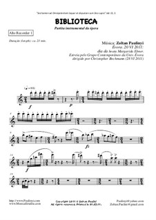 Partita of Biblioteca (Library), symphonic poem (2011): Set of parts by Zoltan Paulinyi