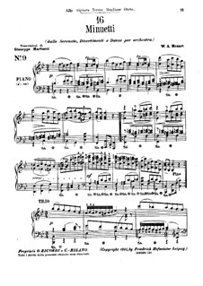 Sechzehn Menuette für Klavier: Menuette Nr.9-18 by Wolfgang Amadeus Mozart