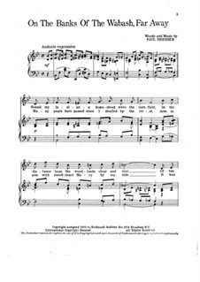 On the Banks of the Wabash Far Away: Klavierauszug mit Singstimmen by Paul Dresser