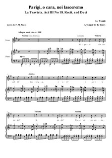 Parigi, o cara, noi lasceremo: Für Stimme und Klavier (Italienischer Text) by Giuseppe Verdi