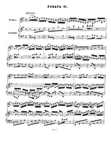 Sonate für Violine und Cembalo Nr.6 in G-Dur, BWV 1019: Partitur by Johann Sebastian Bach