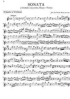 Sonate für Flöte (oder Violine) und Cembalo in F-Dur: Solostimme by Johann Christoph Friedrich Bach