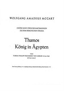 Thamos, König in Ägypten, K.345: Vollpartitur by Wolfgang Amadeus Mozart