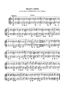 Bridal Chorus, for Piano: For four hands – parts by Richard Wagner