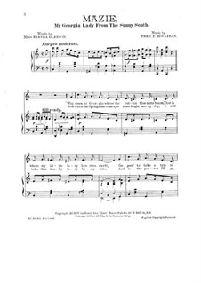 Mazie, for Voices and Piano: Mazie, for Voices and Piano by Fred F. Houlihan