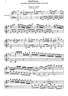 Konzert für Klavier und Orchester Nr.17 in G-Dur, K.453: Kadenz zu Teil I by Wolfgang Amadeus Mozart