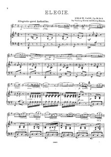 Aquarelle, Op.19: Nr.1-3 für Violine und Klavier – Partitur, Solo Stimme by Niels Wilhelm Gade