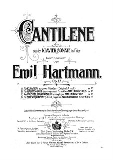 Sonate für Klavier in F-Dur, Op.17: Cantilena. Bearbeitung für Streichqurtett by Emil Hartmann
