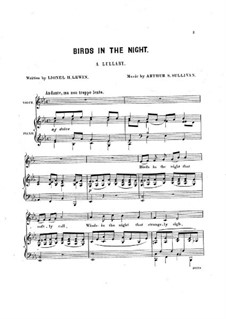 Birds in the Night (Lullaby): Klavierauszug mit Singstimmen by Arthur Sullivan