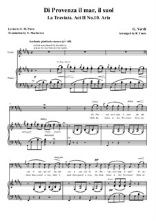 Di provenza il mar: Für Stimme und Klavier (H-Dur) by Giuseppe Verdi