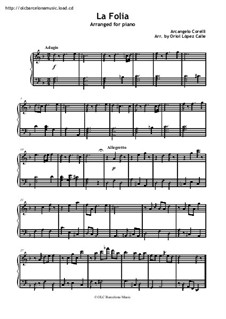 Sonate Nr.12 'La Folia': Für Klavier by Arcangelo Corelli