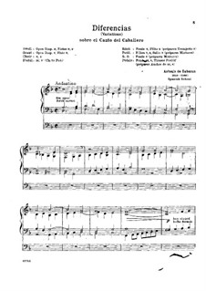 Diferencias sobre el canto llano del Caballero: Für Orgel by Antonio de Cabezón