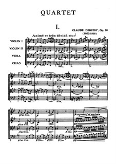 Streichquartett No.1 in g-Moll, L.85 Op.10: Partitur by Claude Debussy