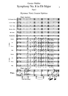 Sinfonie Nr.8 in Es-Dur: Teil I, für Stimmen und Klavier by Gustav Mahler