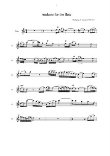 Andante für Flöte und Orchester in C-Dur, K.315: Solostimme by Wolfgang Amadeus Mozart
