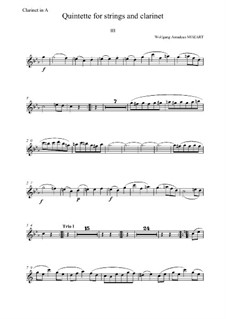 Quintett für Klarinette und Streicher in A-Dur, K.581: Teil III – Klarinettenstimme by Wolfgang Amadeus Mozart