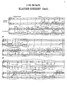 Konzert für Klavier und Orchester c-Moll, H 474 Wq 43:4: Bearbeitung für zwei Klaviere, vierhändig by Carl Philipp Emanuel Bach