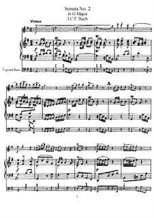 Sonate für Flöte und Basso Continuo Nr.2 in G-Dur: Partitur, Solostimme by Johann Christoph Friedrich Bach