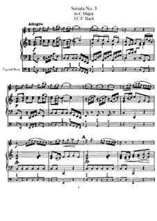 Sonate für Flöte und Basso Continuo Nr.3 in C-Dur: Partitur, Solostimme by Johann Christoph Friedrich Bach