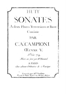 Sonaten für zwei Flöten und Basso Continuo, Op.5: Sonaten für zwei Flöten und Basso Continuo by Carlo Antonio Campioni